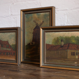 Three Small Swedish Folk Art Paintings