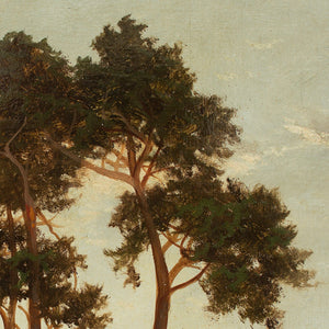 Daniel Sherrin, Woodland Landscape With Pine Trees & Figures