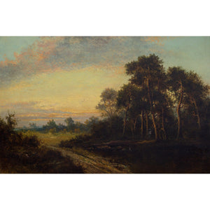 Reserved - Daniel Sherrin, Rural View With Pine Trees &amp; Sunset