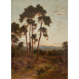 Daniel Sherrin, Woodland Landscape With Pine Trees & Figures