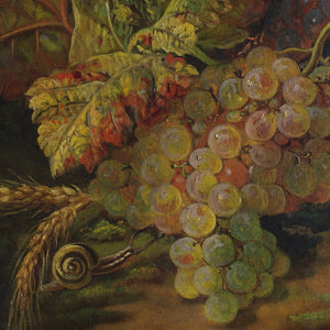 French School Still Life With Grapes & Snail
