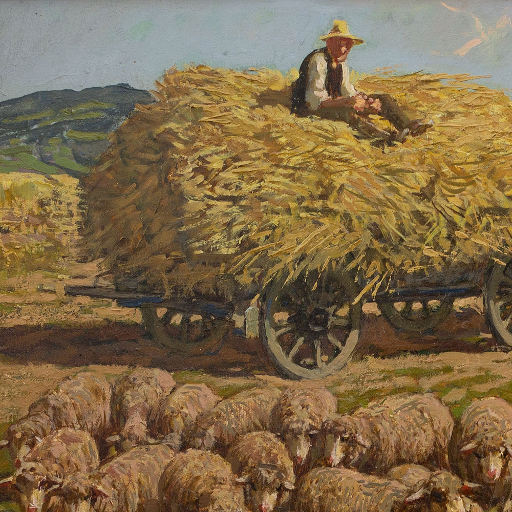 Jo Strahn, Rural Scene With Farmers & Cattle