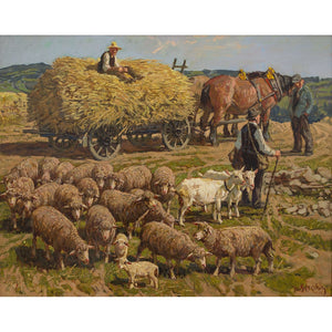 Jo Strahn, Rural Scene With Farmers & Cattle