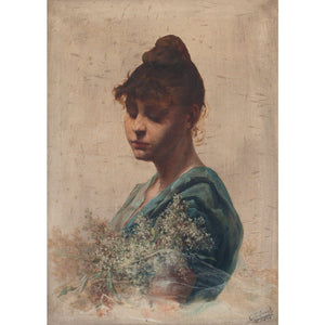 Late 19th-Century Belgian School Portrait Study Of A Woman