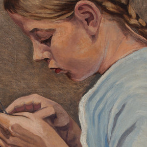 Gustav Vermehren, Study Of A Girl Knitting
