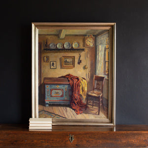 Werner Reuter, Farmhouse Interior With Painted Trunk & Chair